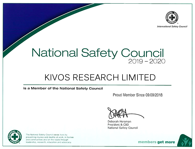 National Safety Council (NSC) confers Membership to Kivos Research Limited